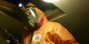 Mold Cleanup Technician On The Job